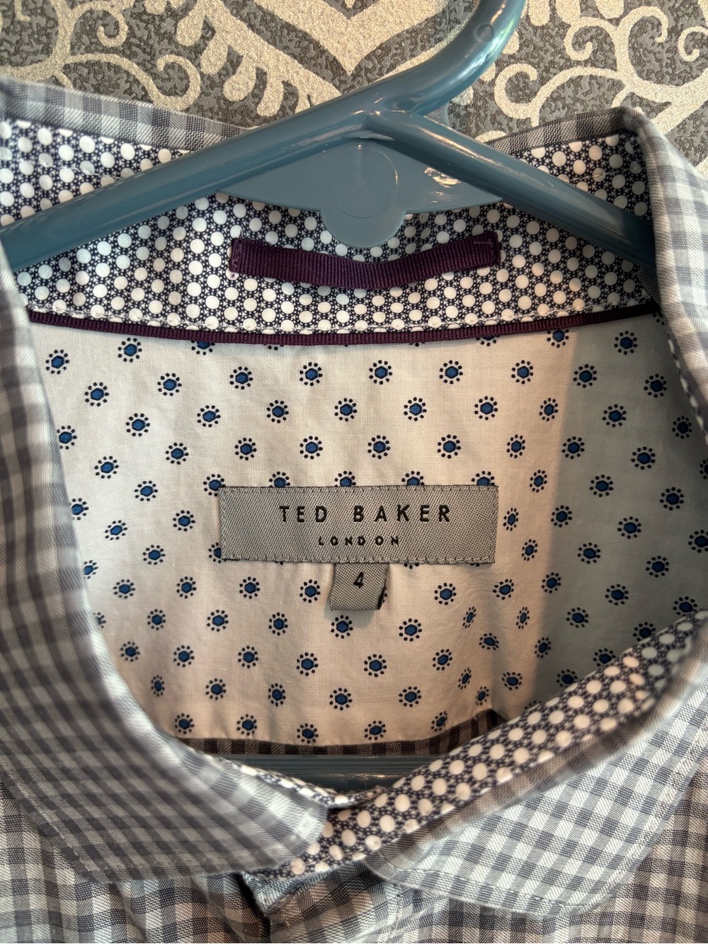 Ted Baker Small-Check Short-Sleeve Button-Down Shirt - Picture 2 of 3